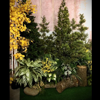 Large Rent-A-Woods grouping idea - Artificial Trees & Floor Plants - Large artificial forest grouping for rent Minneapolis